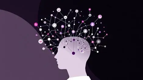 Unified customer data ai driven insights network human head illustration