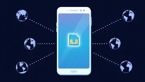 Realistic smartphone digital sim icon globe connectivity travel network