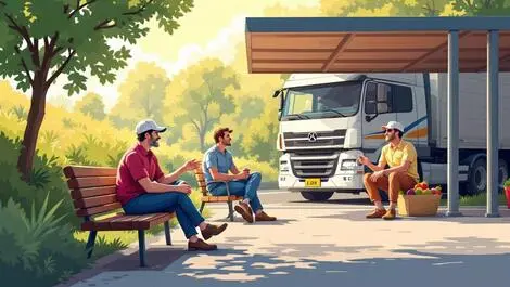 Australian truck drivers resting highway stop health wellbeing interactions