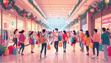 Holiday shopping mall southeast asia ar overlays smartphones bags sales