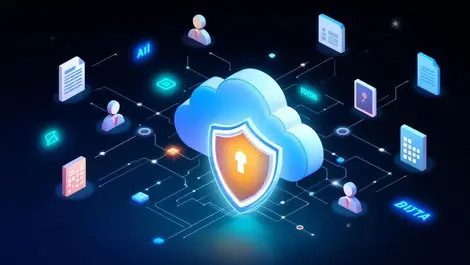 Secure cloud shields interconnected documents data streams safe ai management
