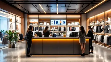 Modern clothing store interior sleek checkout counter customer service