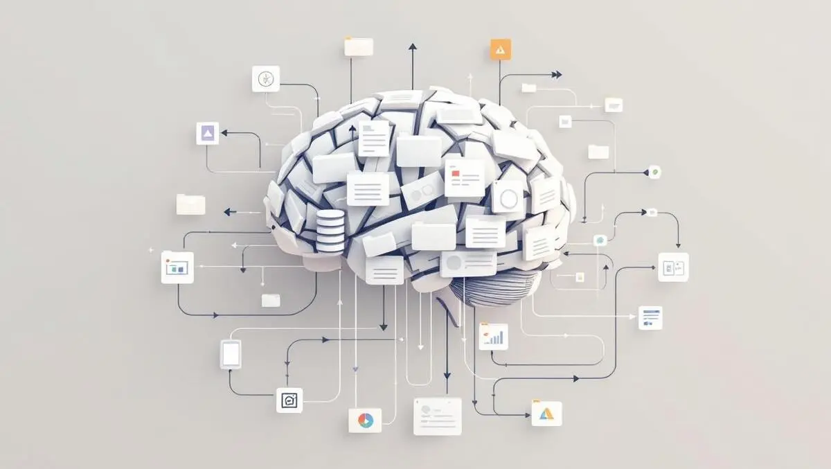 Brain of folders flowchart arrows memory led ai workflows