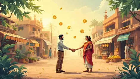 Indian village market farmers business partnership loyalty rewards