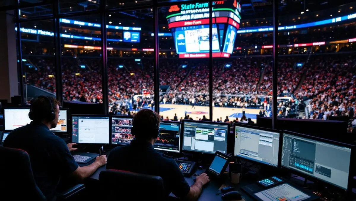 Nba arena it control room state farm dashboards crowd night
