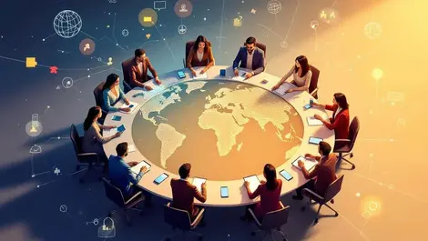 Global telco collaboration world map table puzzle connectivity