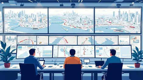 Australian city transport control room multimodal mobility map