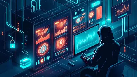 Ethical hacker monitoring ai driven pen testing server rack