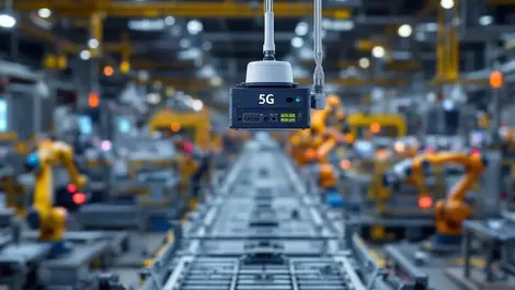 German smart factory 5g small cells robotic assembly line view