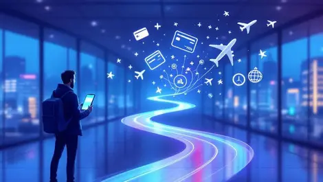 Traveler airport smartphone seamless end to end travel banking