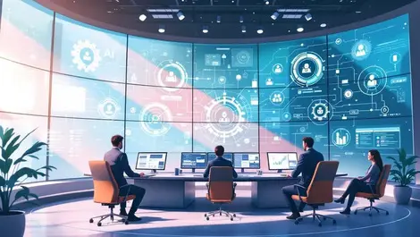 Modern corporate ai control room governance risk automation scene